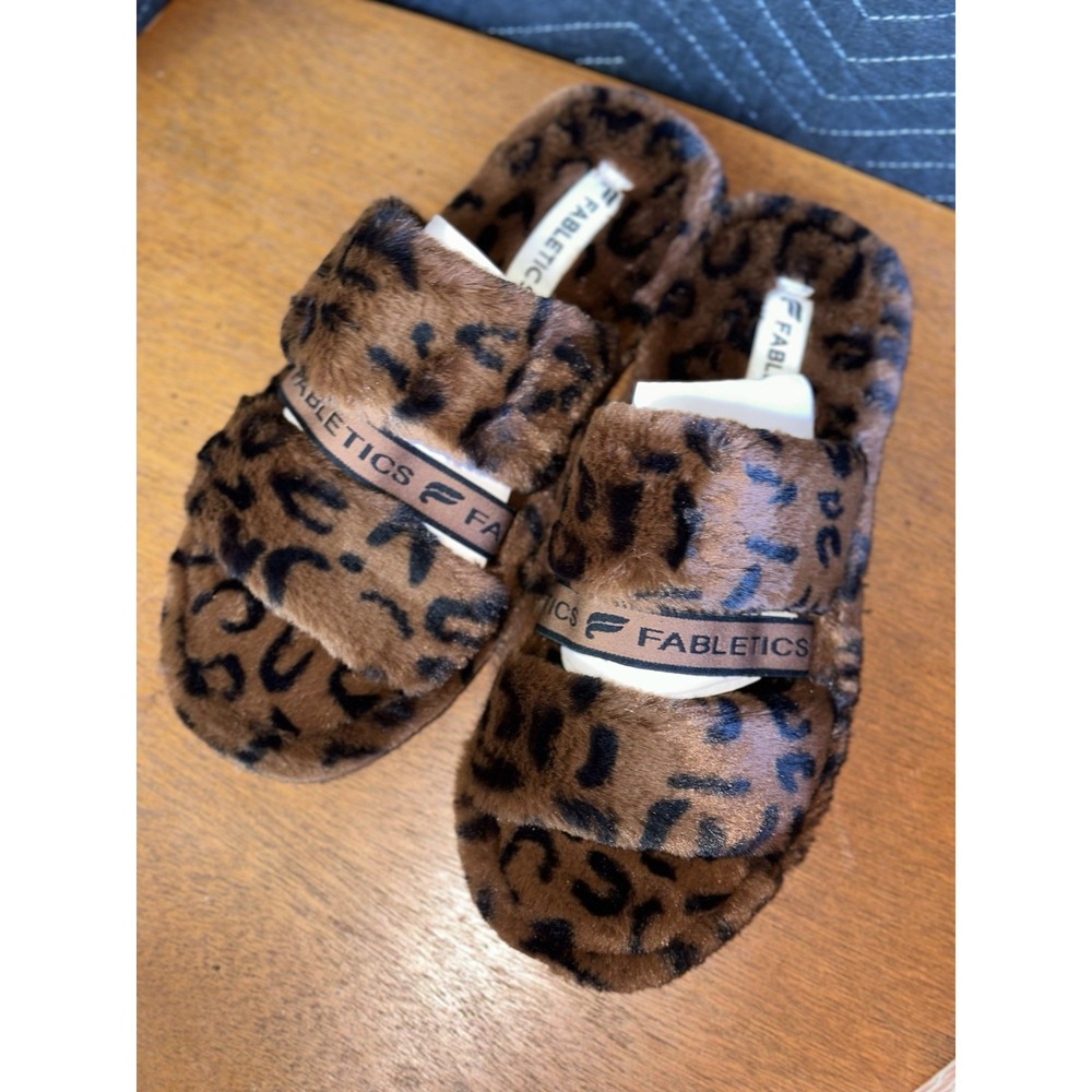 Fabletics Leopard Slip-On Snug Strap Slippers Size 10